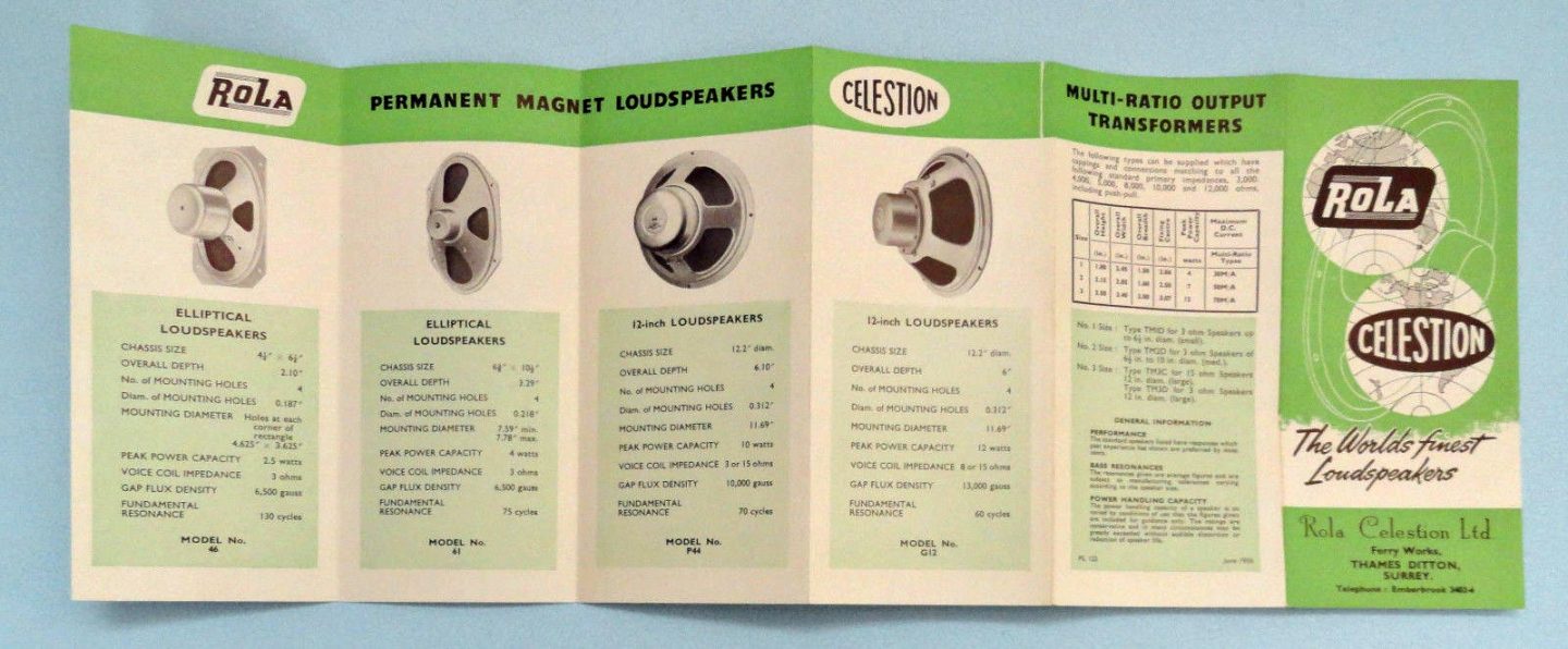Celestion Speakers brochure 1956